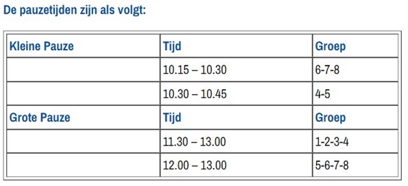 Pauzetijden
